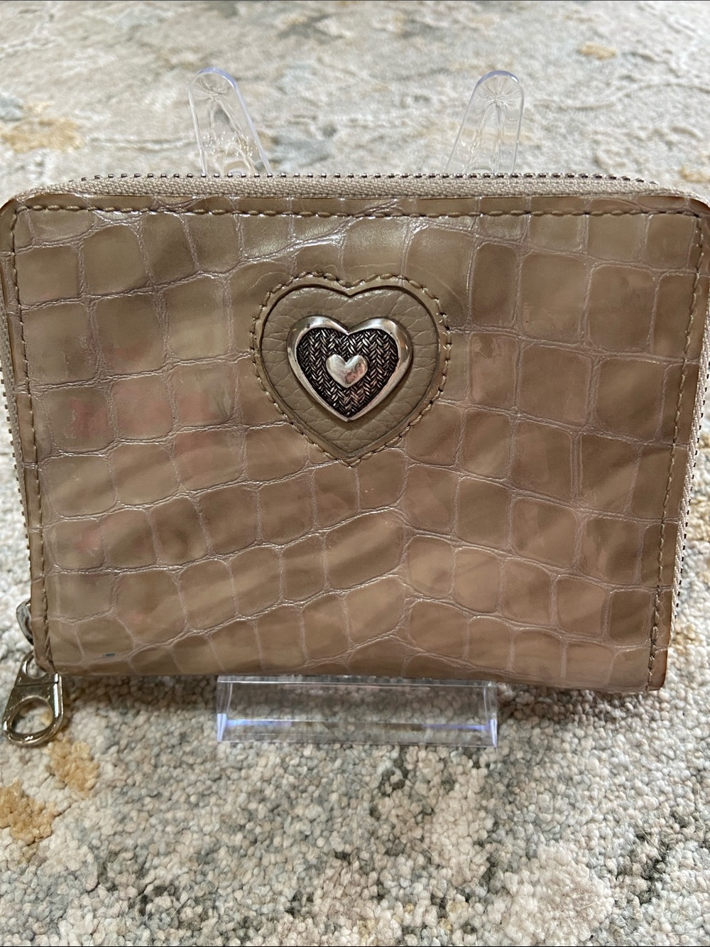 Brighton Bellissimo Heart Croc-Embossed Zip Wallet